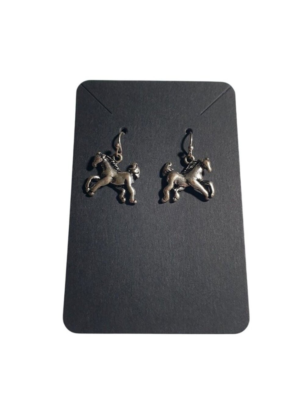 Silver Tone Horse Dangle Earring Lightweight Hook Animal Jewelry Gift Equestrian